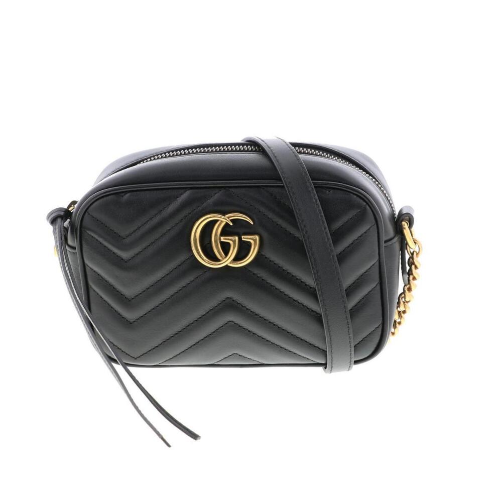 GUCCI GG Marmont Quilted Bag Shoulder Messenger Black